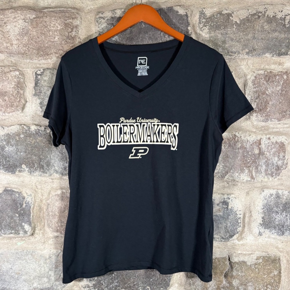 Pro Edge Purdue University Boilermakers V Neck T Shirt Black XL 16/18
